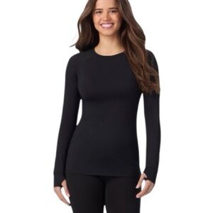 NWT CUDDL DUDS Warm Essentials Black Long Sleeve Crew Neck Top size women’s XL